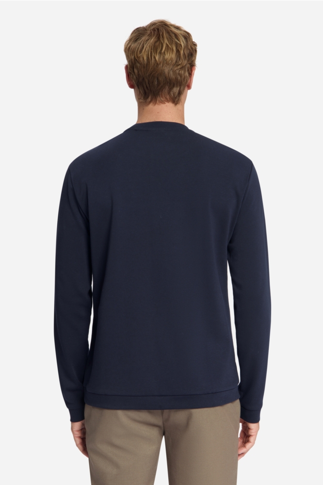 NO-EXCESS blauwe heren sweater | Model vooraanzicht
