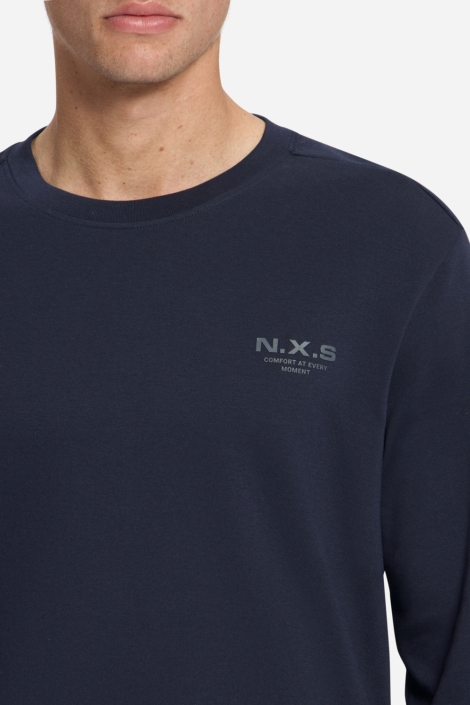NO-EXCESS blauwe heren sweater | Close up