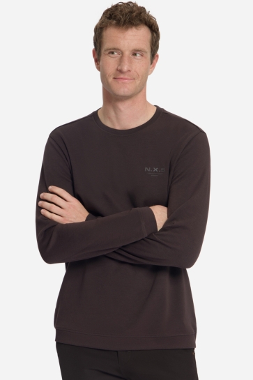 NO-EXCESS sweater INTERLOCK SWEATER MET LANGE MOUWEN 33190761 Dark Brown