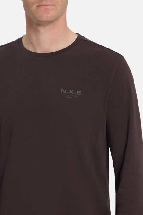 NO-EXCESS bruine heren sweater | Close up