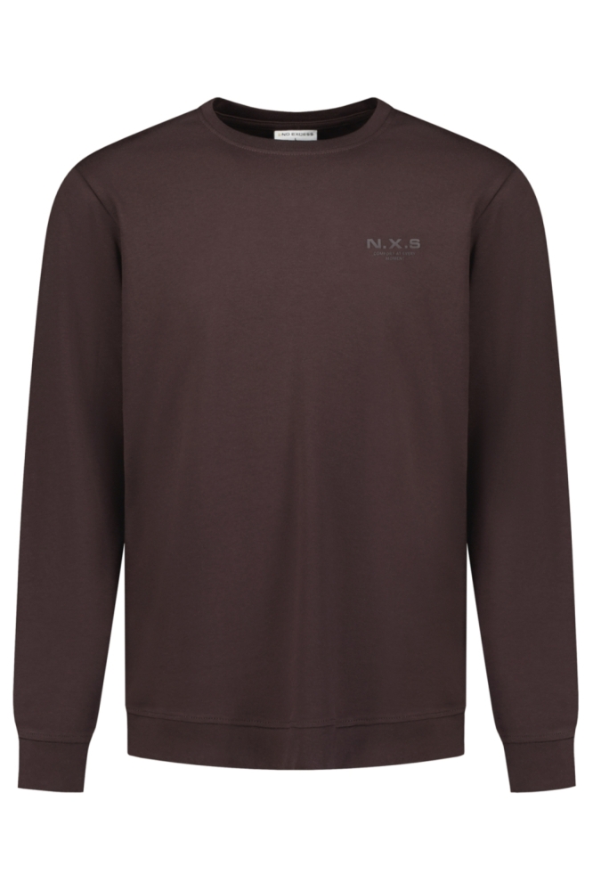 NO-EXCESS bruine heren sweater | Vooraanzicht