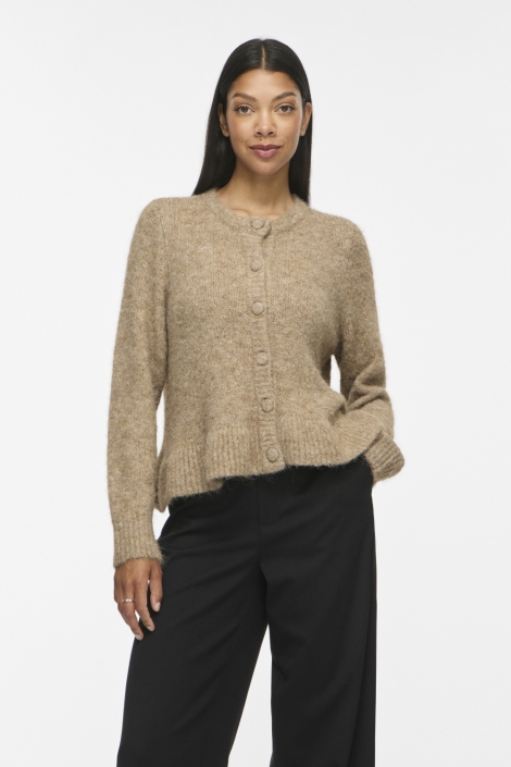 Vila beige dames vest | Model vooraanzicht