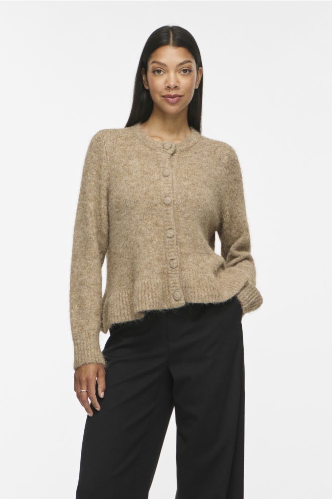 Vila beige dames vest | Model vooraanzicht