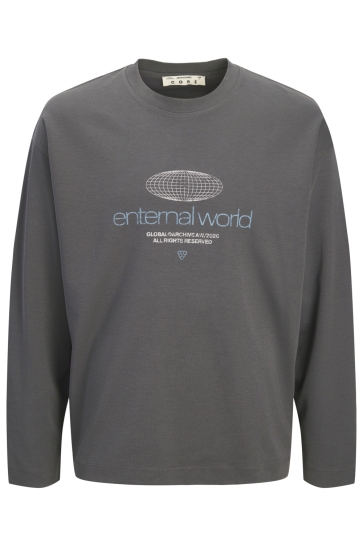 Jack & Jones jcobarron print ls tee styd Grijs