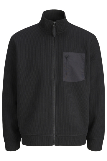 Jack & Jones Vest JCOFUSION KNIT POCKET FULL ZIP 12301793 Black