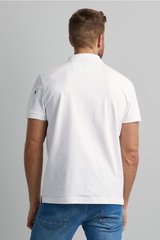 PME legend witte heren polo | Model achteraanzicht