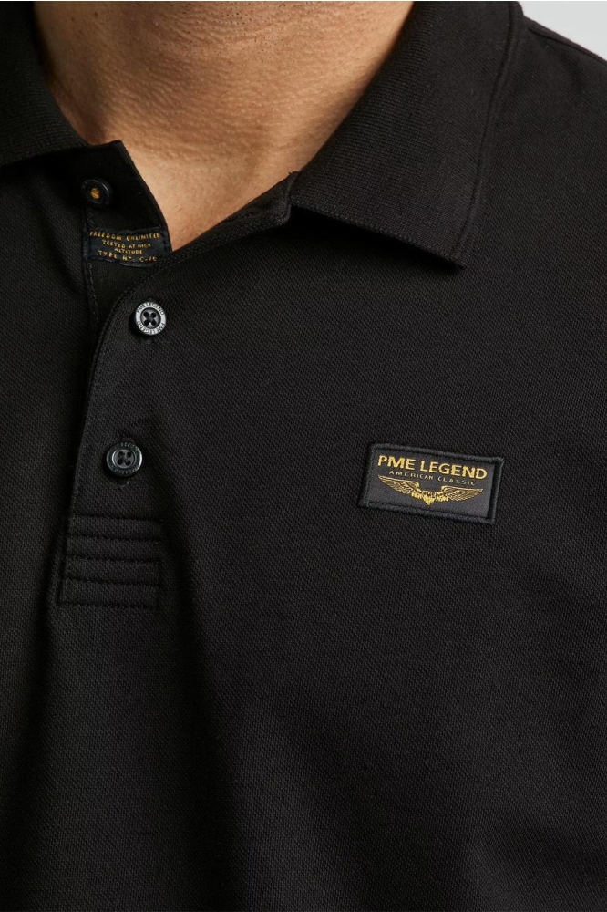 PME legend zwarte heren polo | Close up