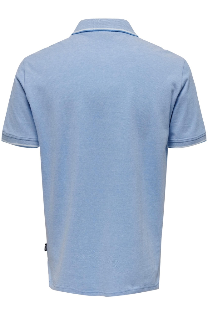 Only & Sons blauwe heren polo | Achteraanzicht