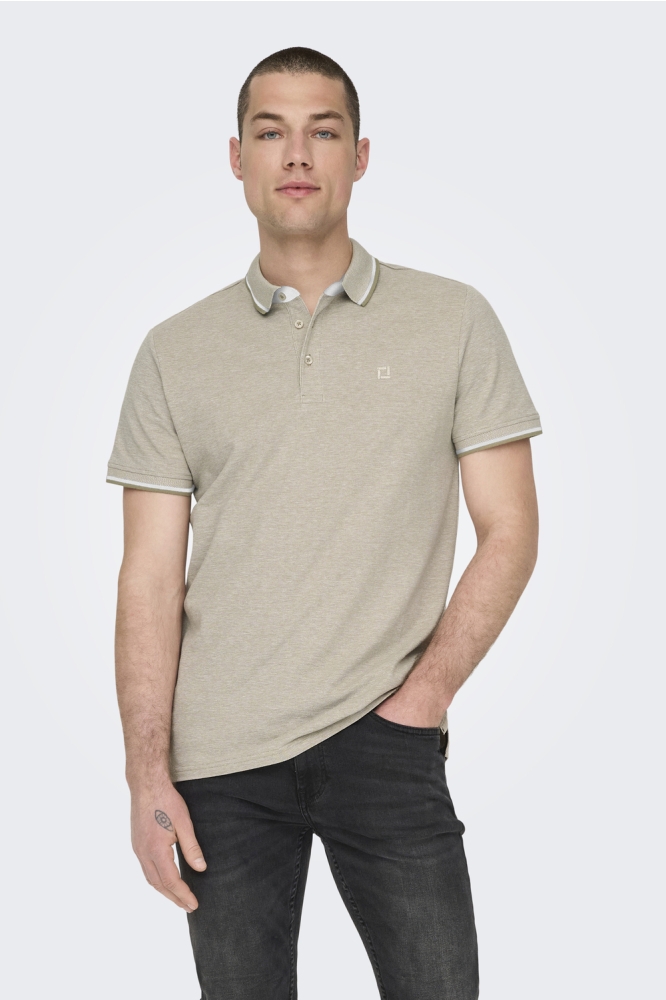Only & Sons beige heren polo | 