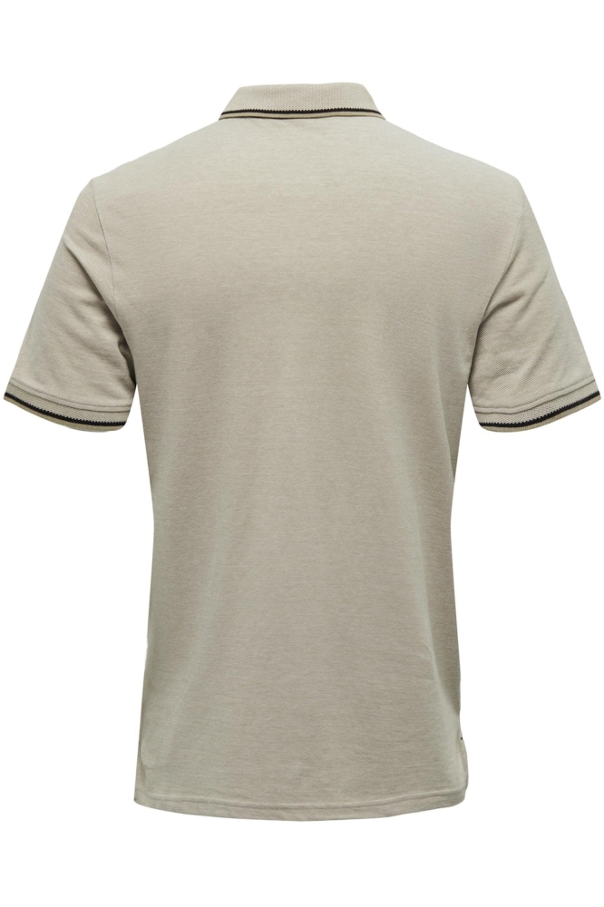 Only & Sons beige heren polo | Achteraanzicht