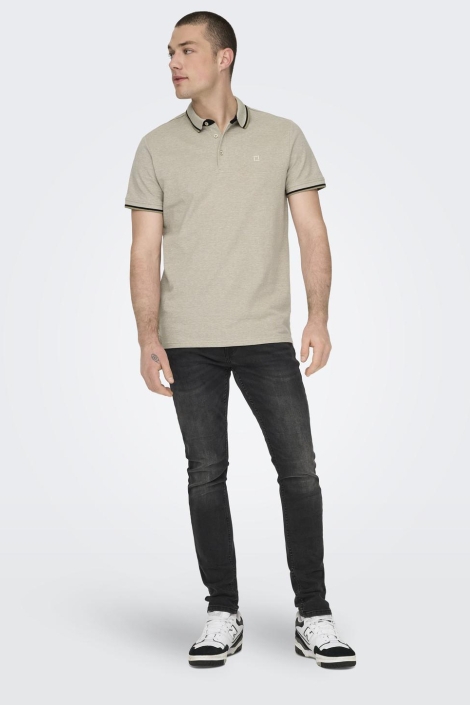 Only & Sons beige heren polo | Model