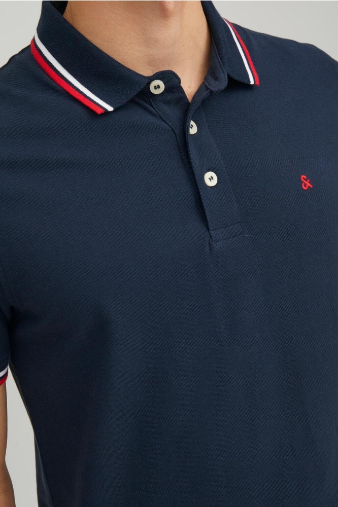 Jack & Jones blauwe heren polo | Close up