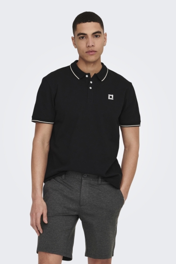 Only & Sons Polo ONSFLETCHER SLIM SS POLO NOOS 22024827 BLACK/BRIGHT WHITE