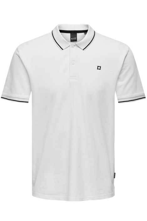 Only & Sons witte heren polo | Vooraanzicht