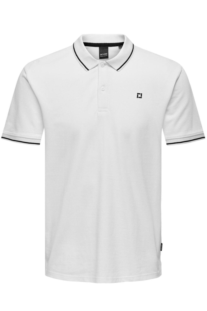 Only & Sons witte heren polo | Vooraanzicht