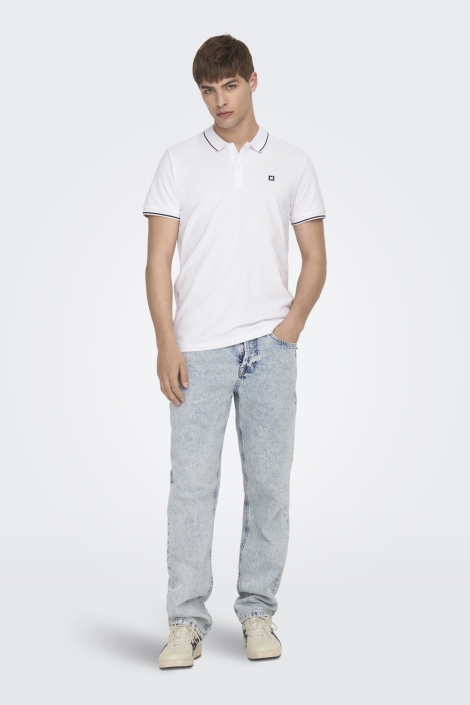 Only & Sons witte heren polo | Model