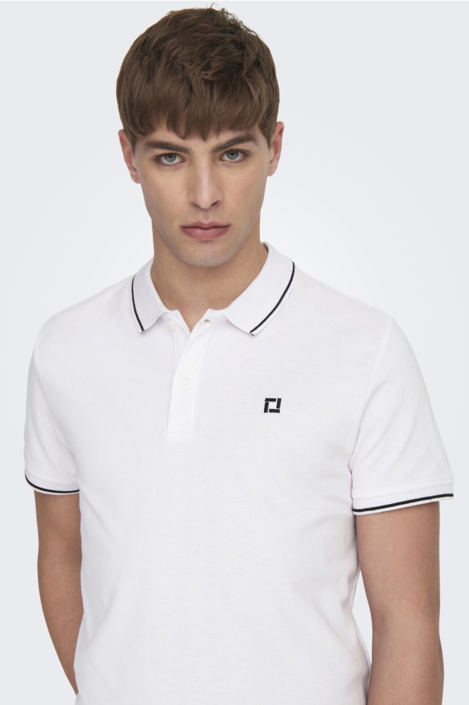 Only & Sons witte heren polo | Close up