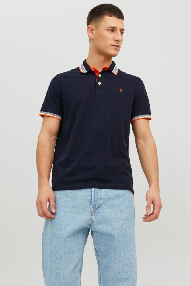 Jack & Jones blauwe heren polo | Model vooraanzicht