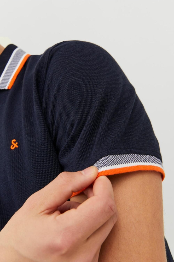 Jack & Jones blauwe heren polo | Close up