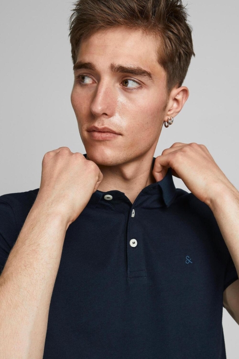 Jack & Jones blauwe heren polo | Close up