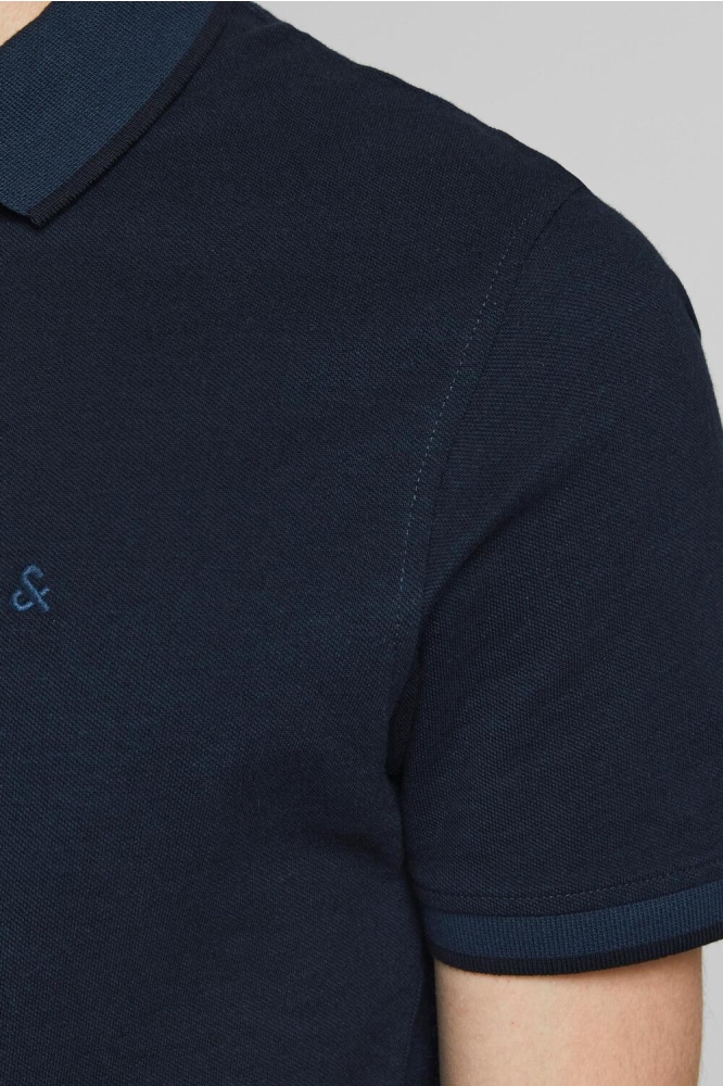 Jack & Jones blauwe heren polo | Close up
