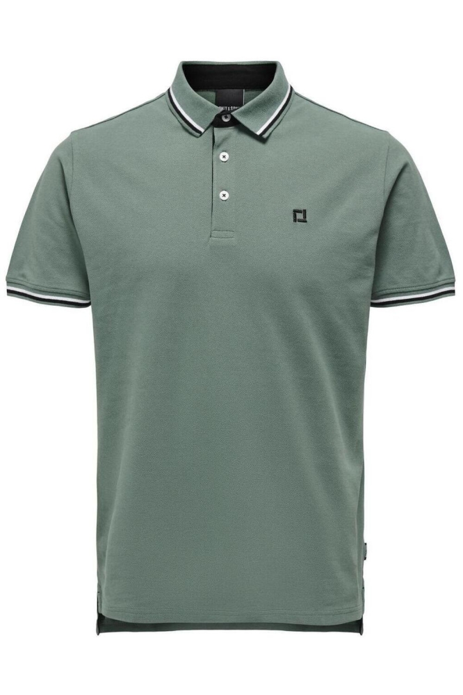Only & Sons groene heren polo | Vooraanzicht