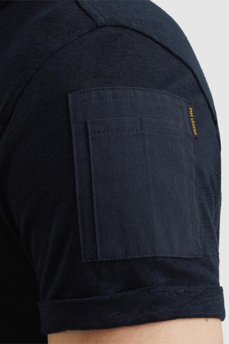 PME legend blauwe heren polo | Close up