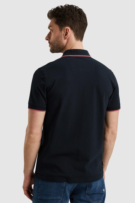 PME legend blauwe heren polo | Model achteraanzicht