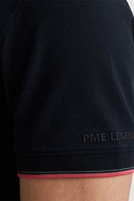 PME legend blauwe heren polo | Close up