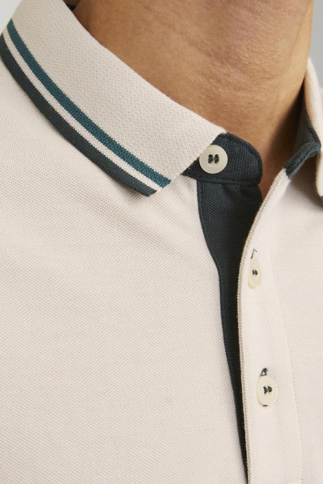 Jack & Jones beige heren polo | Close up