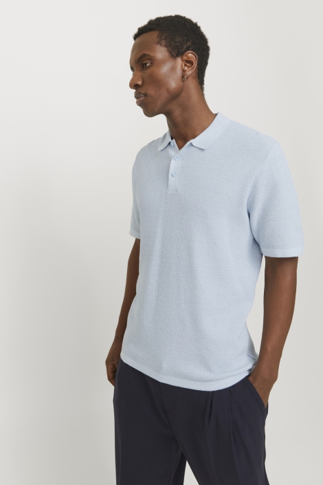 Jack & Jones blauwe heren polo | Model vooraanzicht