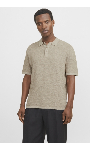 JJEGEORGE KNIT POLO SS SN 12268281 CORIANDER/W CLOUD DANCER