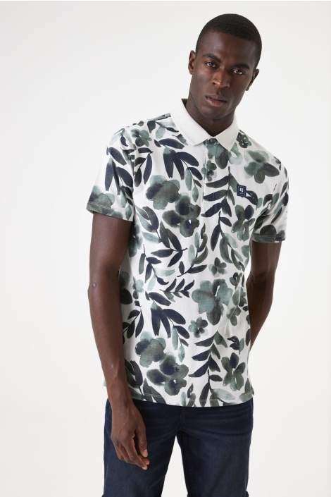 Garcia grijze heren polo | Model vooraanzicht