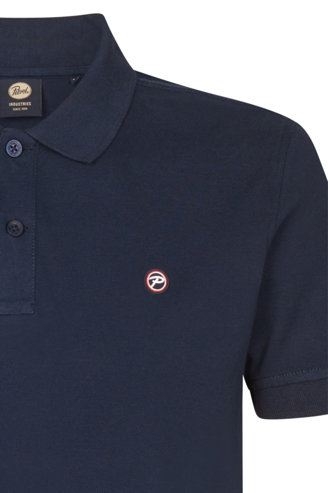 Petrol Industries blauwe heren polo | Close up