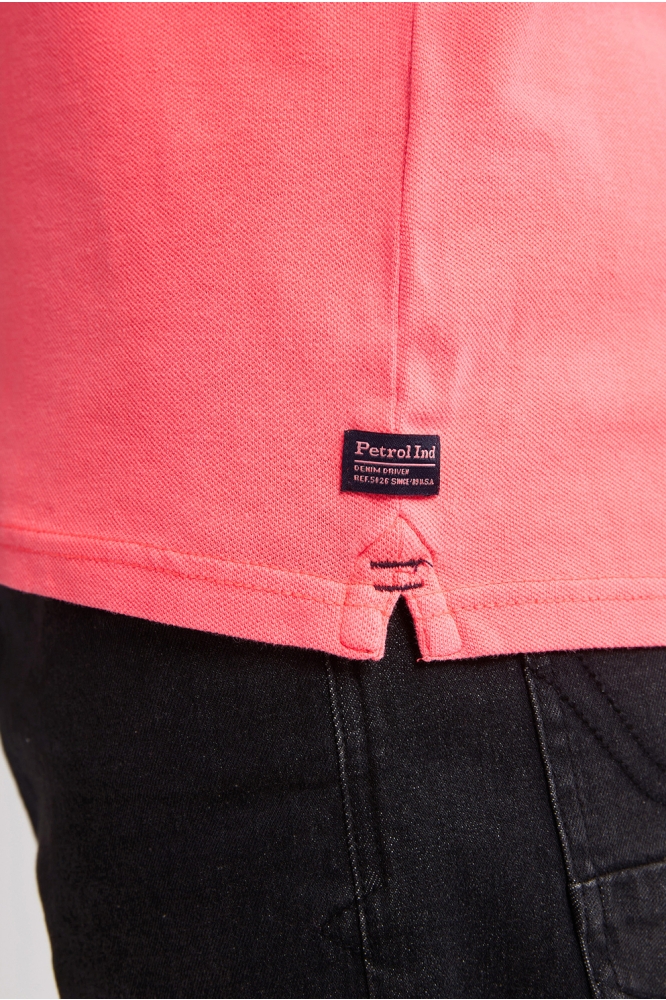 Petrol Industries oranje heren polo | Close up