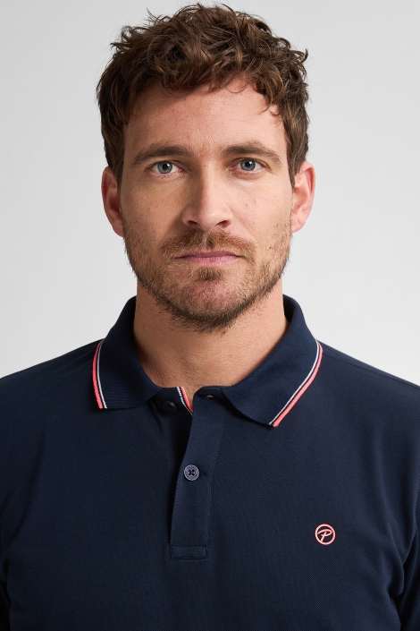 Petrol Industries blauwe heren polo | Close up