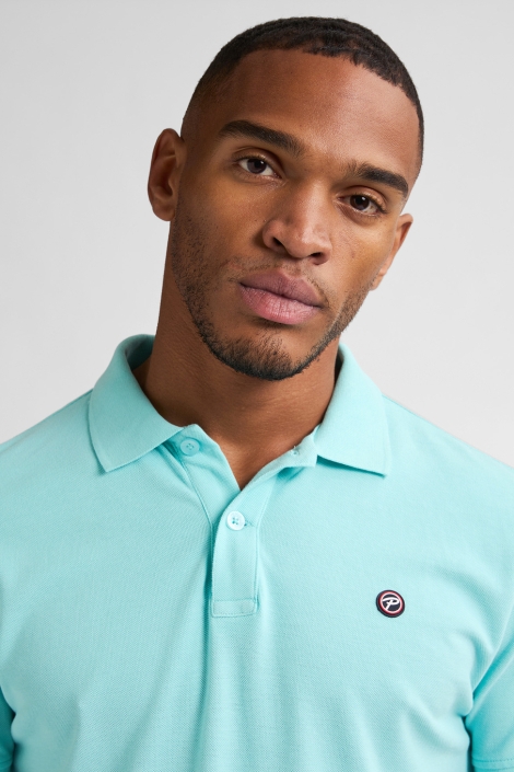 Petrol Industries blauwe heren polo | Model vooraanzicht