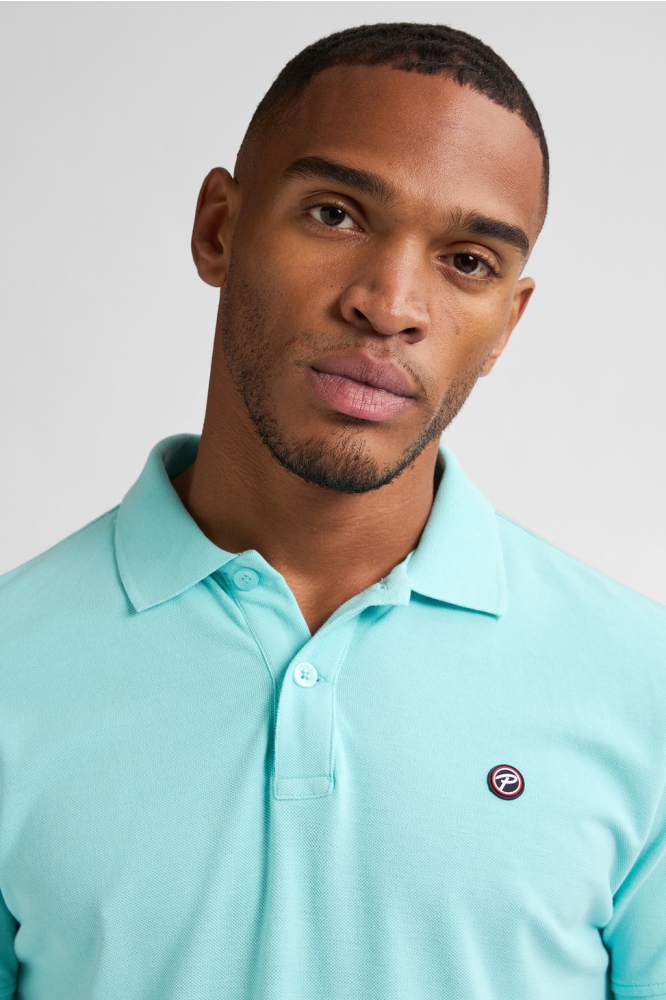 Petrol Industries blauwe heren polo | Model vooraanzicht