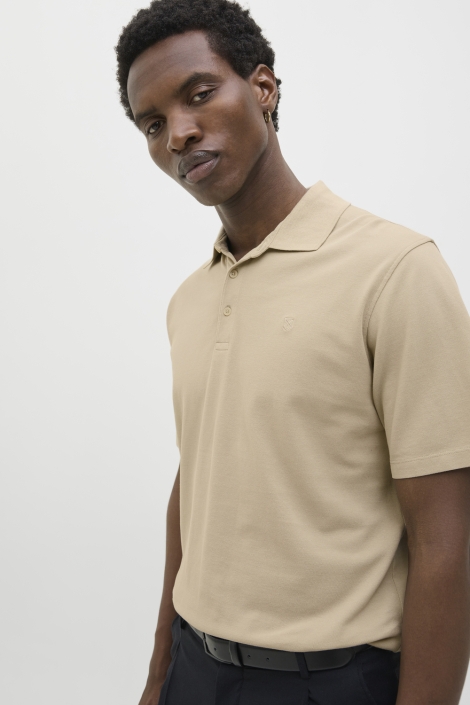 Jack & Jones taupe heren polo | Close up