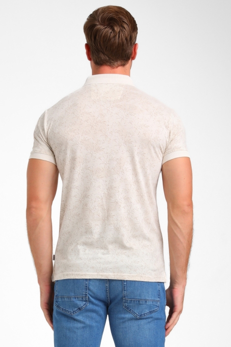 Gabbiano beige heren polo | Model achteraanzicht