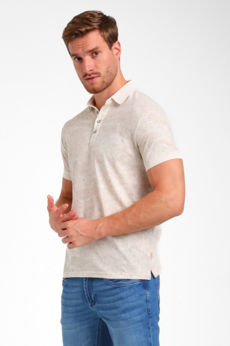 Gabbiano beige heren polo | Model zijaanzicht