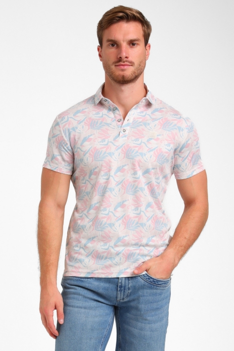 Gabbiano beige heren polo | Model vooraanzicht