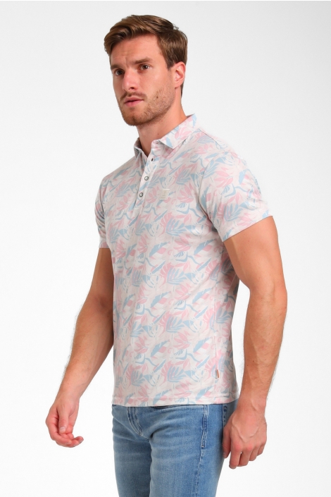 Gabbiano beige heren polo | Model zijaanzicht