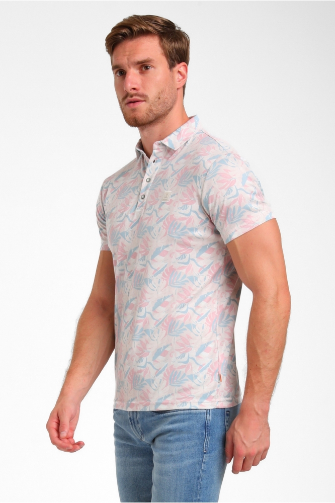 Gabbiano beige heren polo | Model zijaanzicht