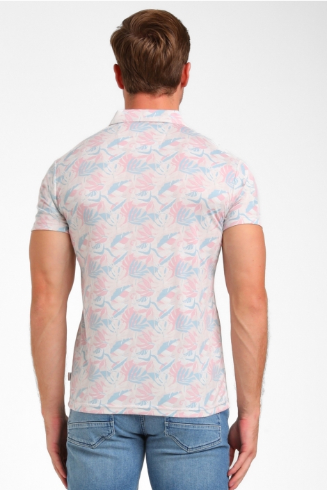 Gabbiano beige heren polo | Model achteraanzicht