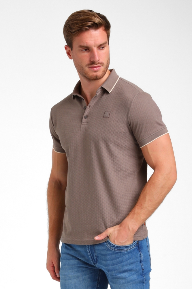 Gabbiano taupe heren polo | Model zijaanzicht