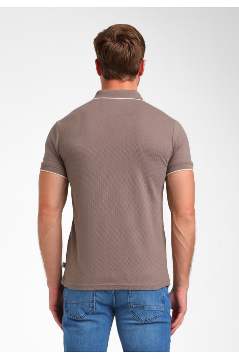 Gabbiano taupe heren polo | Model achteraanzicht