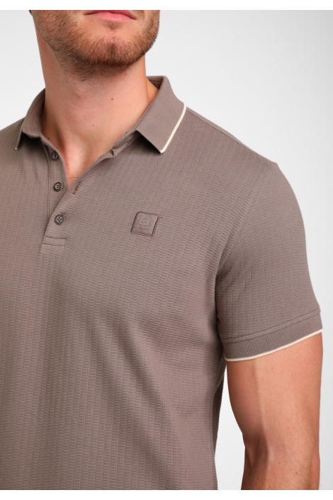 Gabbiano taupe heren polo | Close up