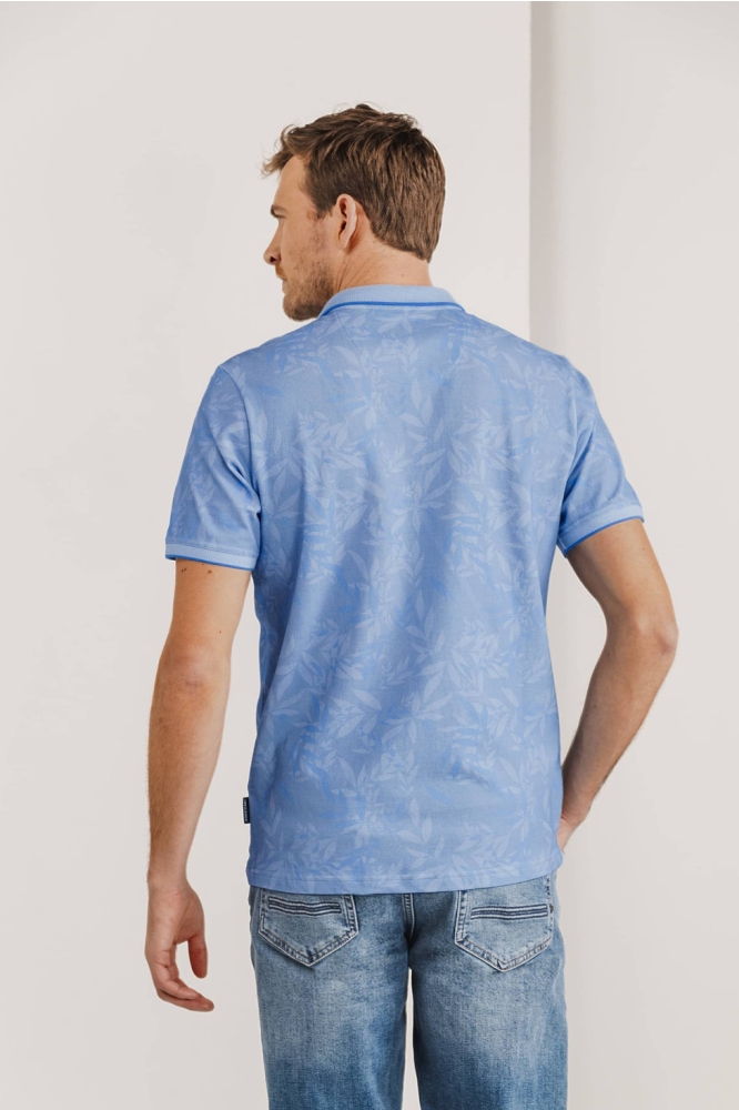 State of Art blauwe heren polo | Model achteraanzicht