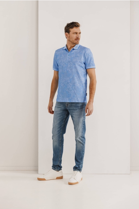 State of Art blauwe heren polo | Model vooraanzicht